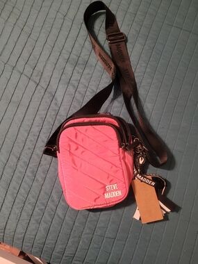 Steve Madden Pink Quilted Belt Bag with Black Strap